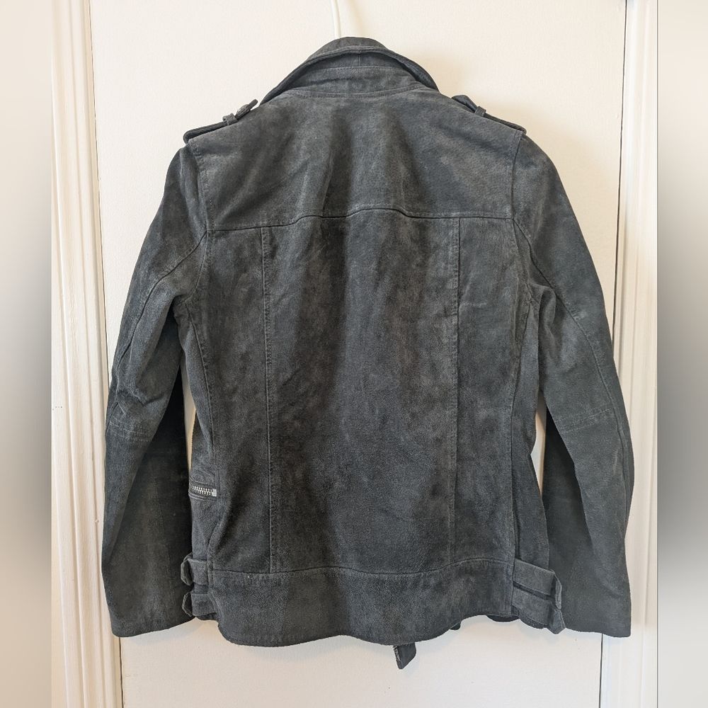 BlankNYC Suede Dark Gray Black Moto Biker Jacket - Picture 7 of 9